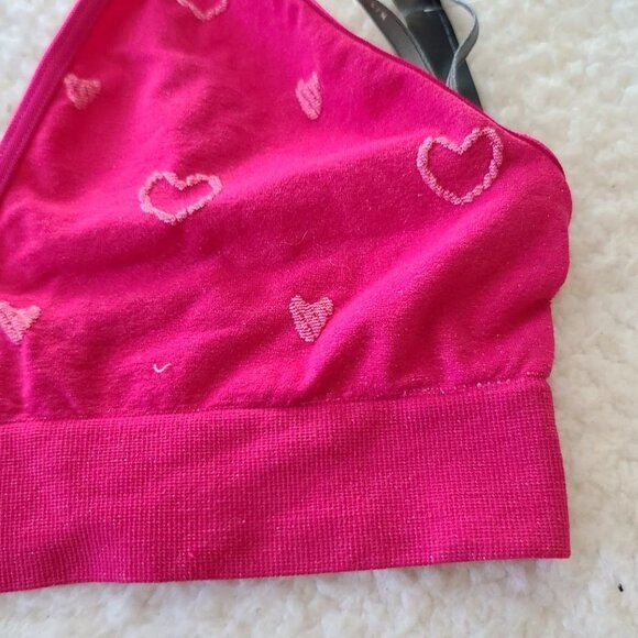 by Anthropologie Seamless Triangle Bralette S/M Pink Hearts Adjustable NWOT - Picture 4 of 9